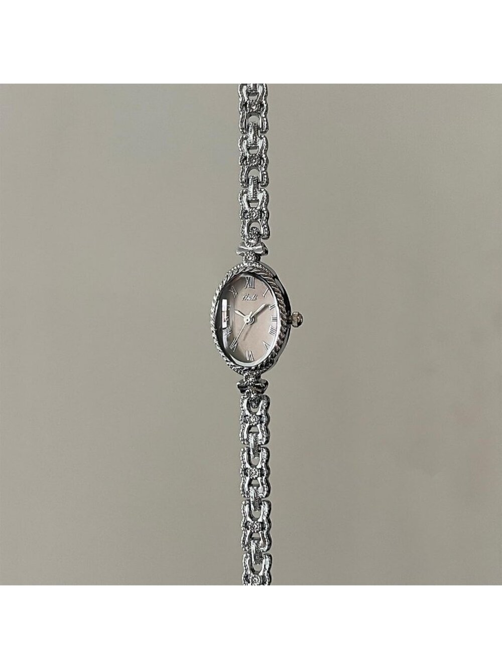 Women's Silver Grey Analog Quartz Alloy Steel Oval Roman Numeral Bracelet Watch - Picture 2 of 6